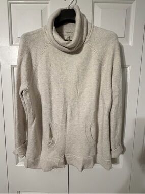 LOFT Cream Cowl Neck Sweater with Pockets